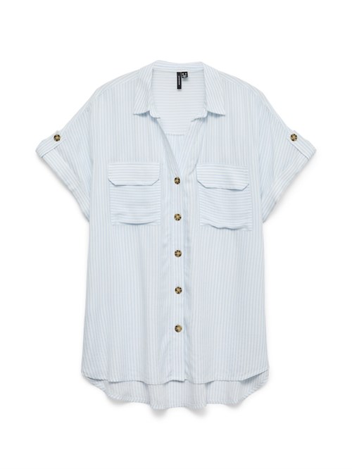 VM Bumpy Kortærmet Skjorte med striber, Lyseblå strib
