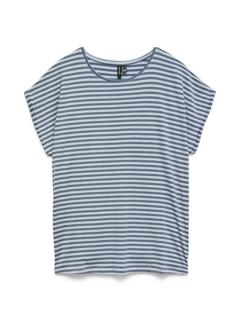 VM Ava T-shirt med Striber, Støvet blå stribet