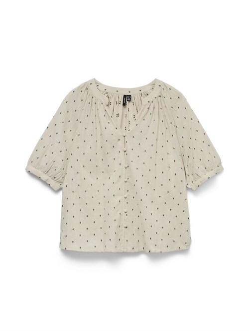 VM Prette Dobby Kortærmet Skjorte med mønster, Sand