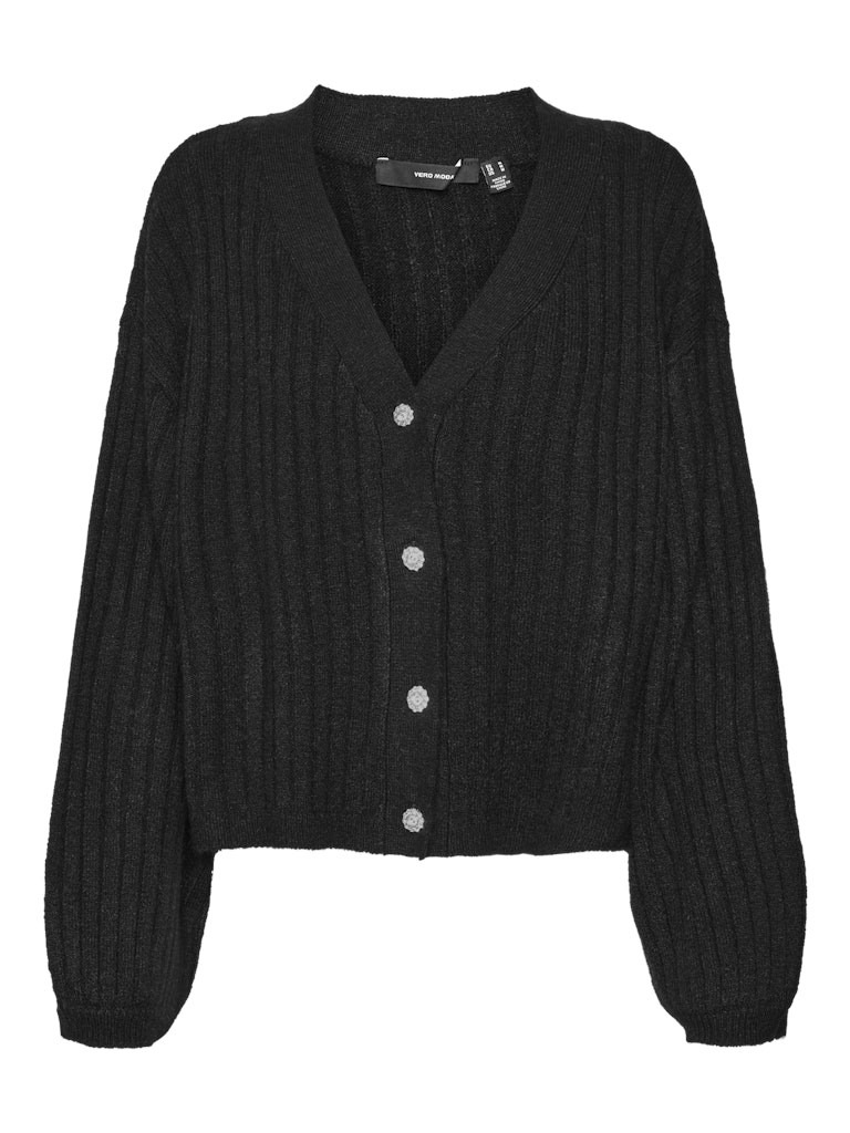 VM Elya Strik Cardigan med Diamant Knap, Sort