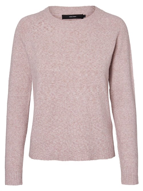 Vero Moda Doffy LS O-Neck Blouse, strikbluse - Mørk rosa