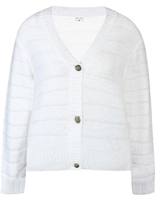 Ze-Ze Christel Strik Cardigan, Kort, Offwhite