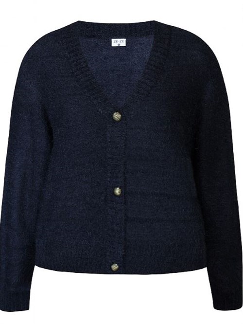 Ze-Ze Christel Strik Cardigan, Kort, Navy