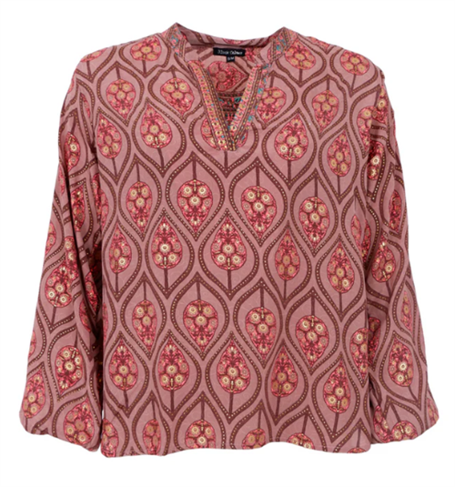BC Luna Bluse med print, Brændte Farver