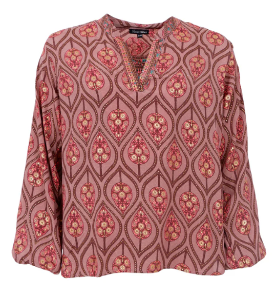 BC Luna Bluse med print, Brændte Farver