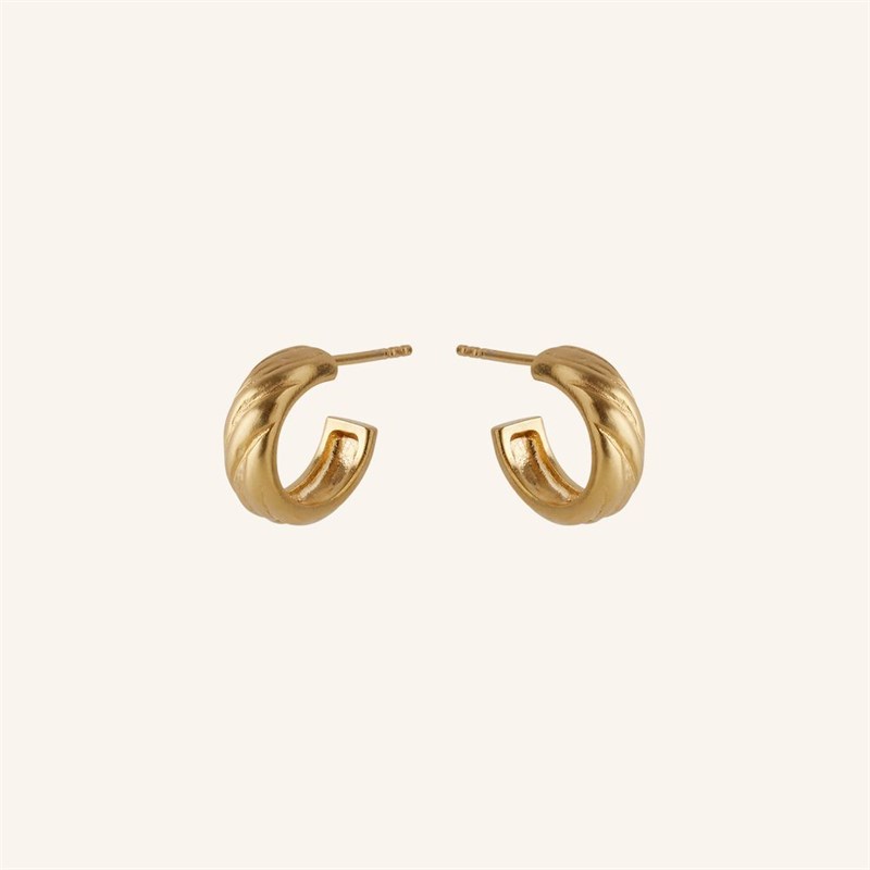 Pernille Corydon Small River Hoops, 14 mm, Forgyldt