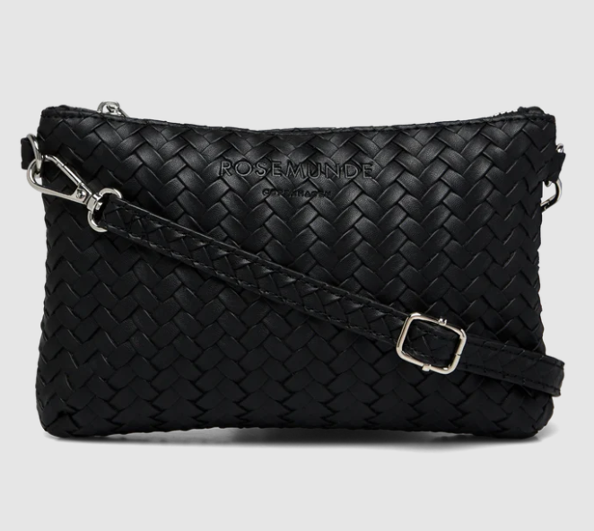 Rosemunde Remi Small Clutch i flet, Sort/Sølv