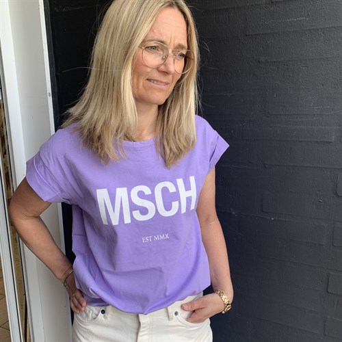 MSCH Alva Organic MSCH T-shirt m. kort ærme - lys lilla med print