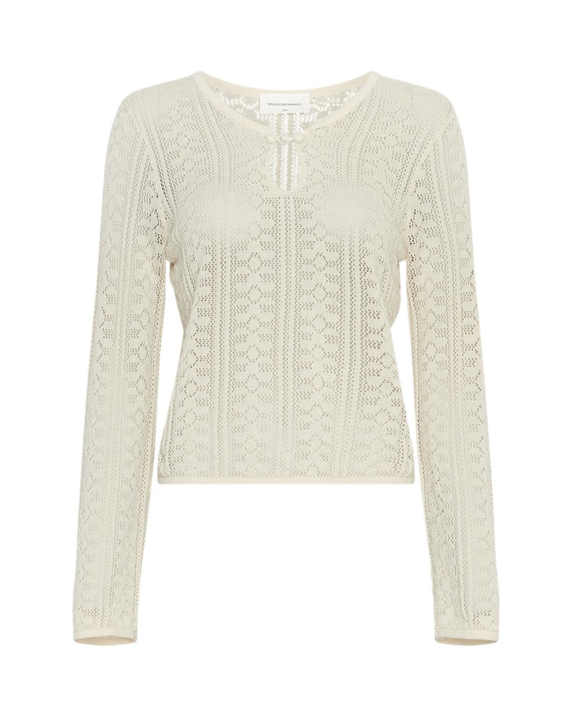 MSCH Celestina Pullover, Hulmønster, Strik, Creme
