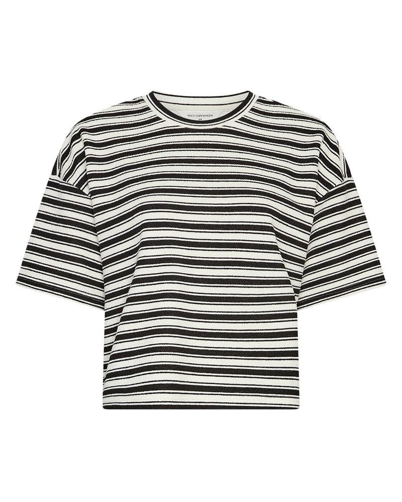 MSCH Cessalia T Shirt, Sort/Hvid stribet