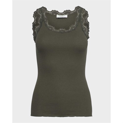 Rosemunde, Babette, silke top med blonde, Grøn