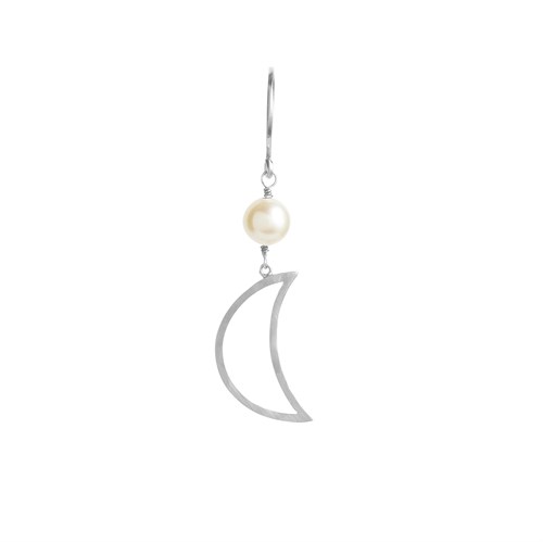 Stine A Bella Moon Earring With Pearl, ørering - Silver