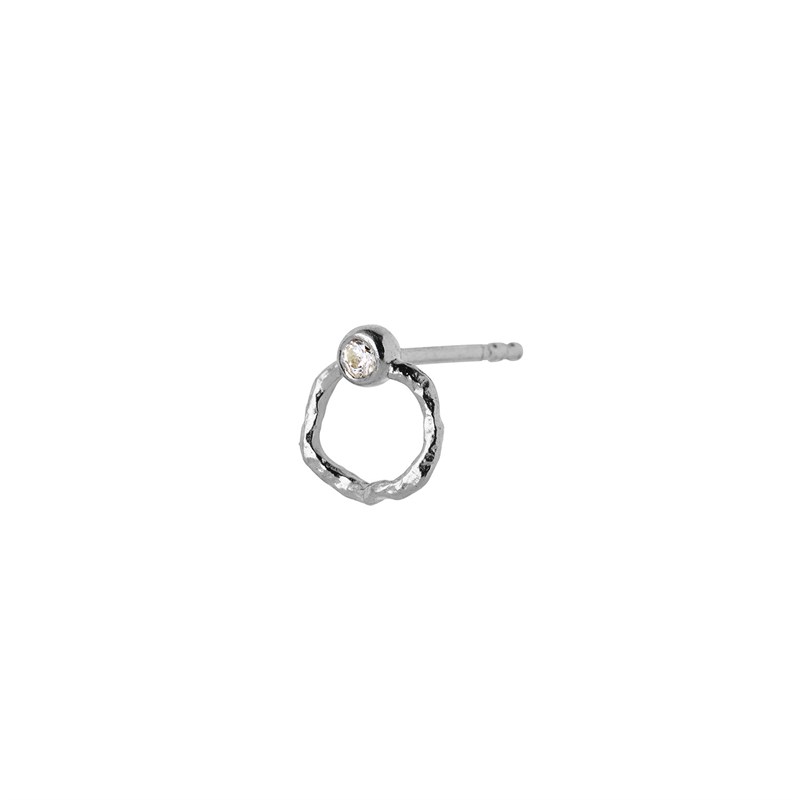 Stine A Petit Wavy Circle Earring With Stone, ørering - Silver