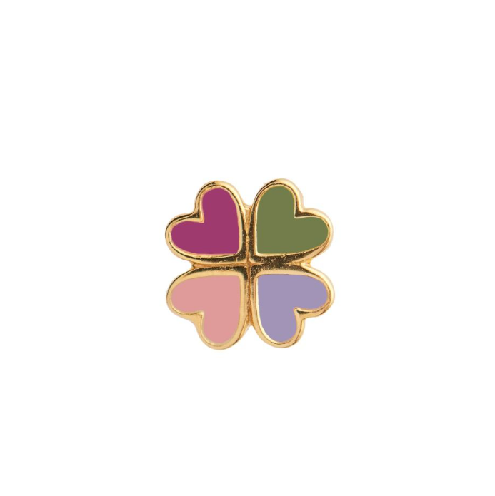 Stine A Love Heart Clover Kløver, Pink, Forgyldt