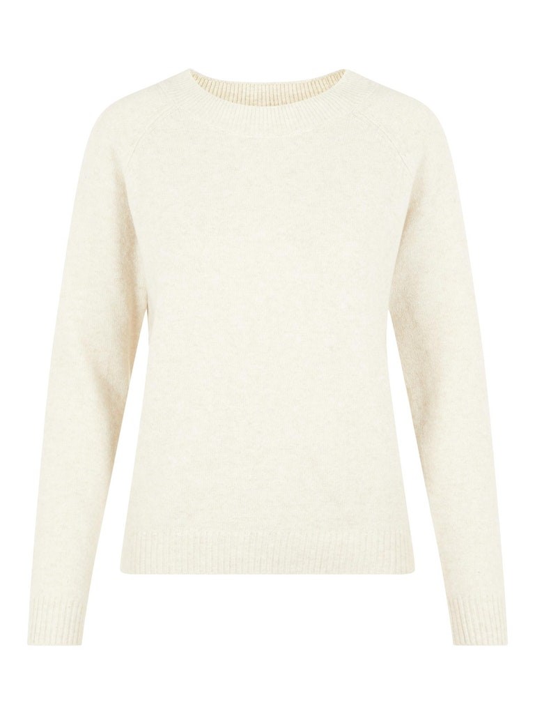 Vero Moda Doffy LS O-Neck Blouse, Strikbluse - Råhvid