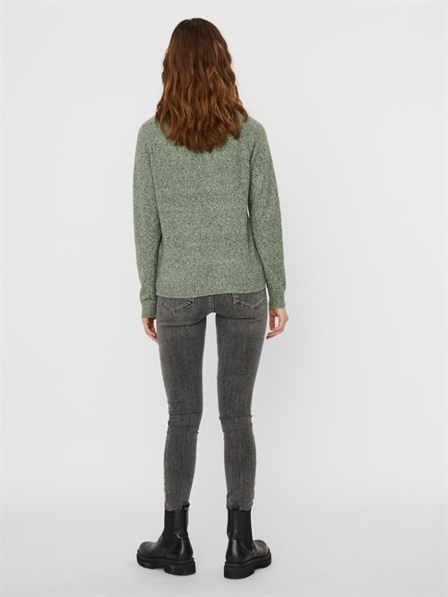 Vero Moda Doffy LS O-Neck Strikbluse - Støvet Grøn