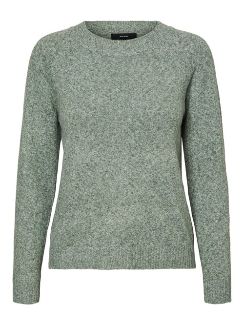 Vero Moda Doffy LS O-Neck Strikbluse - Støvet Grøn